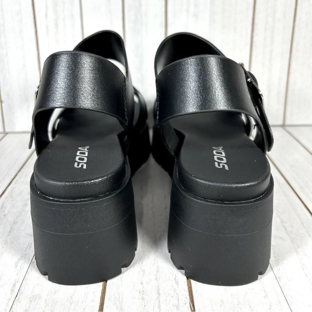 Soda Black Platform Sandals